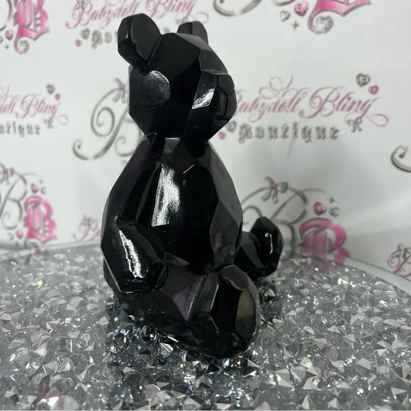 Geometric bear geometrical shiny Black Faceted Bear Figurine - Picture 2 of 5